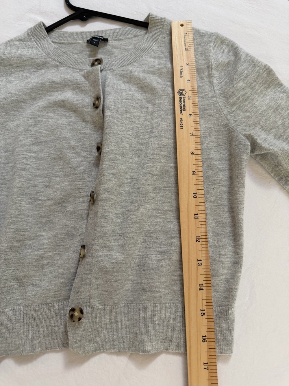 Express Light Gray Ribbed-Neck Cardigan -Size Small - Picture 6 of 7